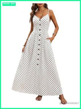 SOLY HUX Women's Maxi Cami Dress Button A Line Flowy Summer Long Dress